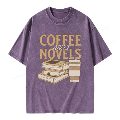 Pagewings Coffee And Novel Unisex Washed T-shirt