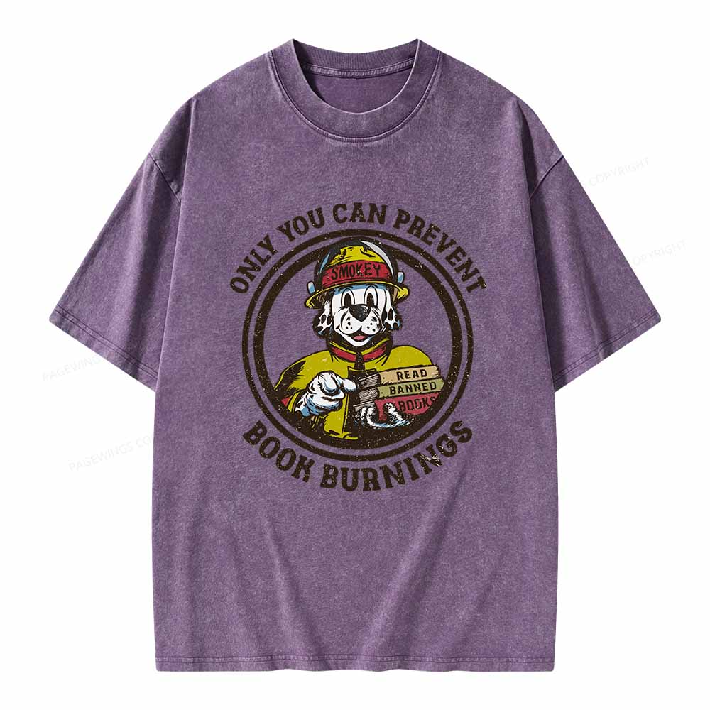 Pagewings Prevent Book Burnings Unisex Washed T-shirt