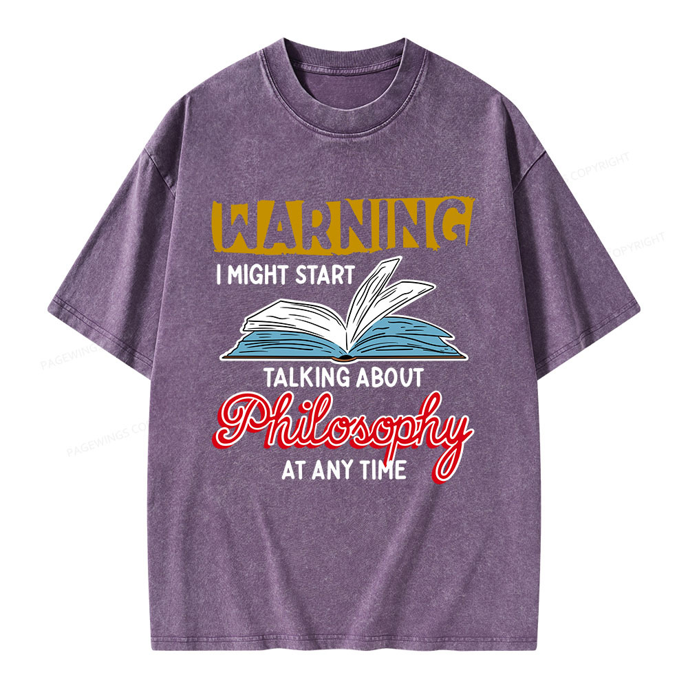 Pagewings Talking About Philosophy At Any Time Unisex Washed T-shirt