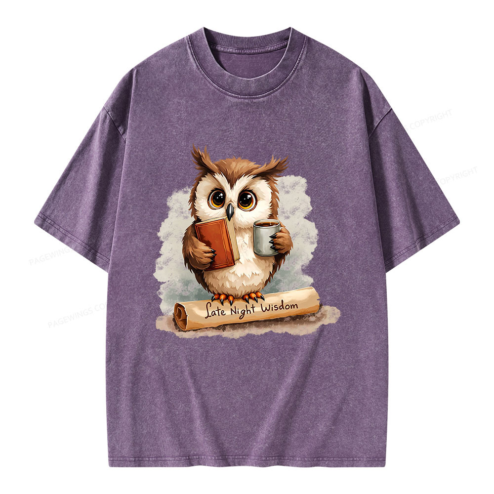Pagewings Late Night Wisdom Unisex Washed T-shirt