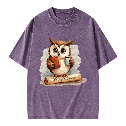 Pagewings Late Night Wisdom Unisex Washed T-shirt