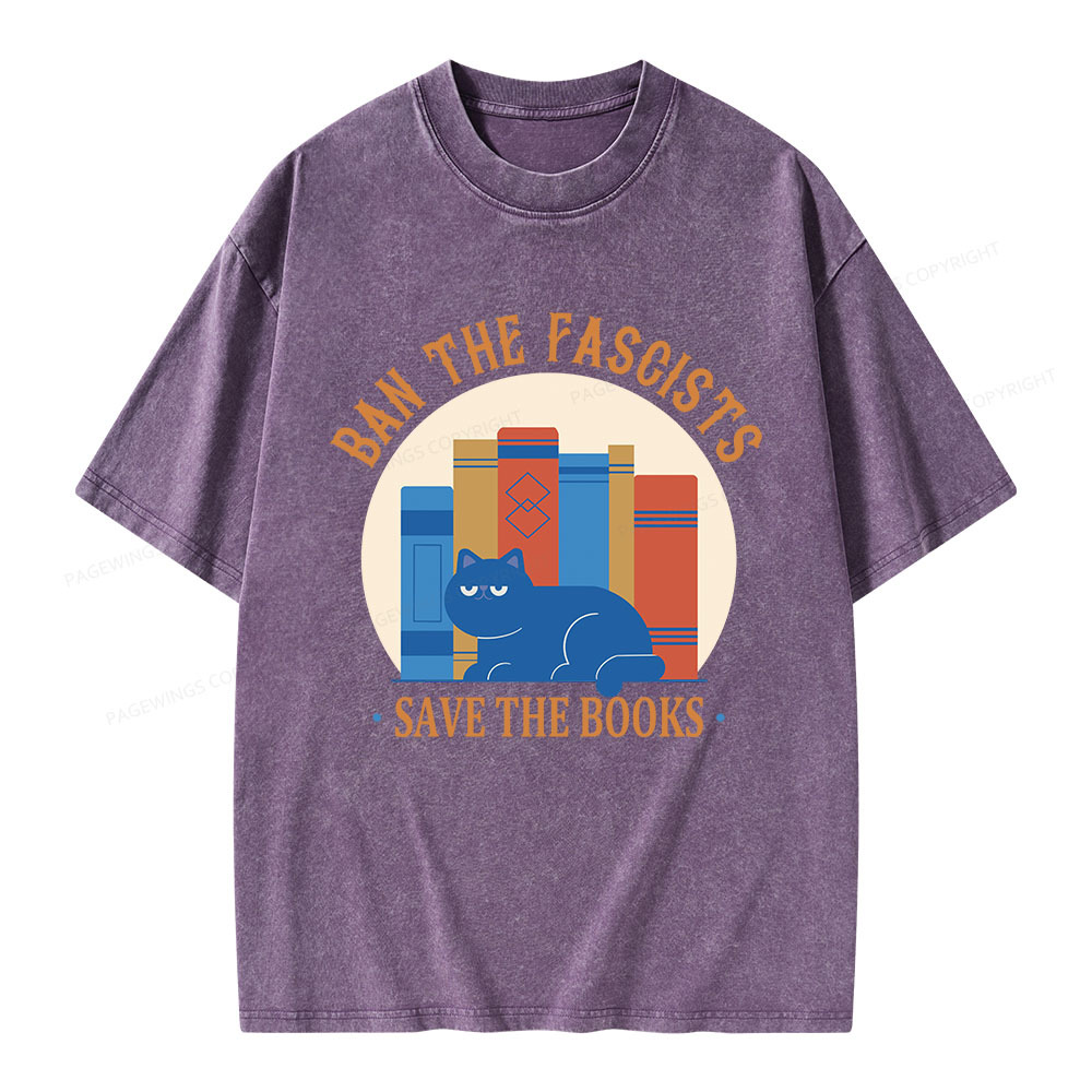 Pagewings Ban The Fascists Save The Books Unisex Washed T-shirt