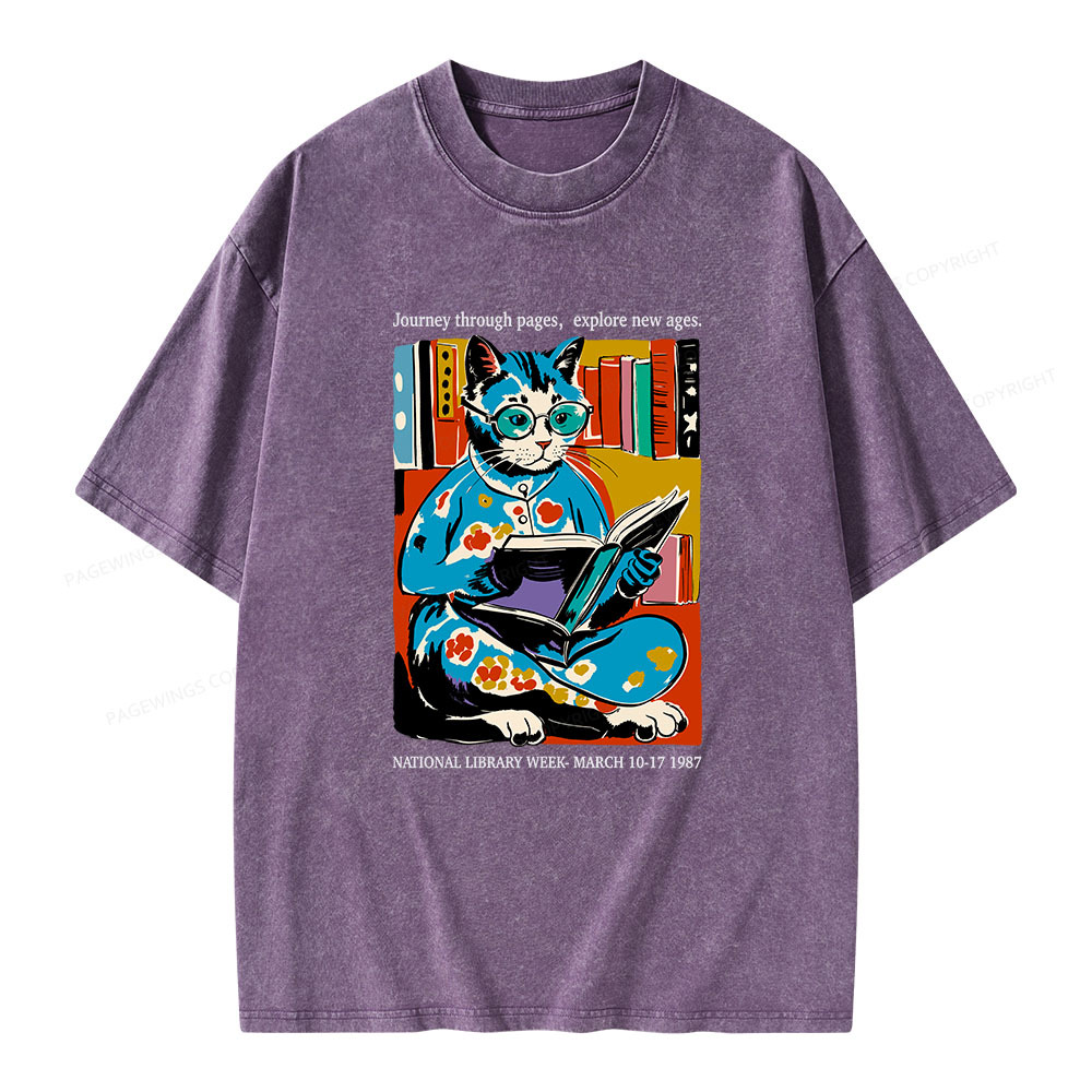 Pagewings 1987 National Library Week Poster Unisex Washed T-shirt