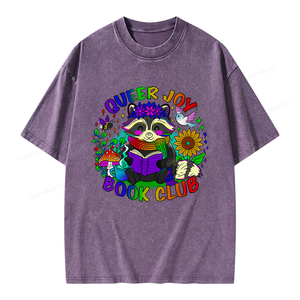 Pagewings Queer Joy Book Club Unisex Washed T-shirt