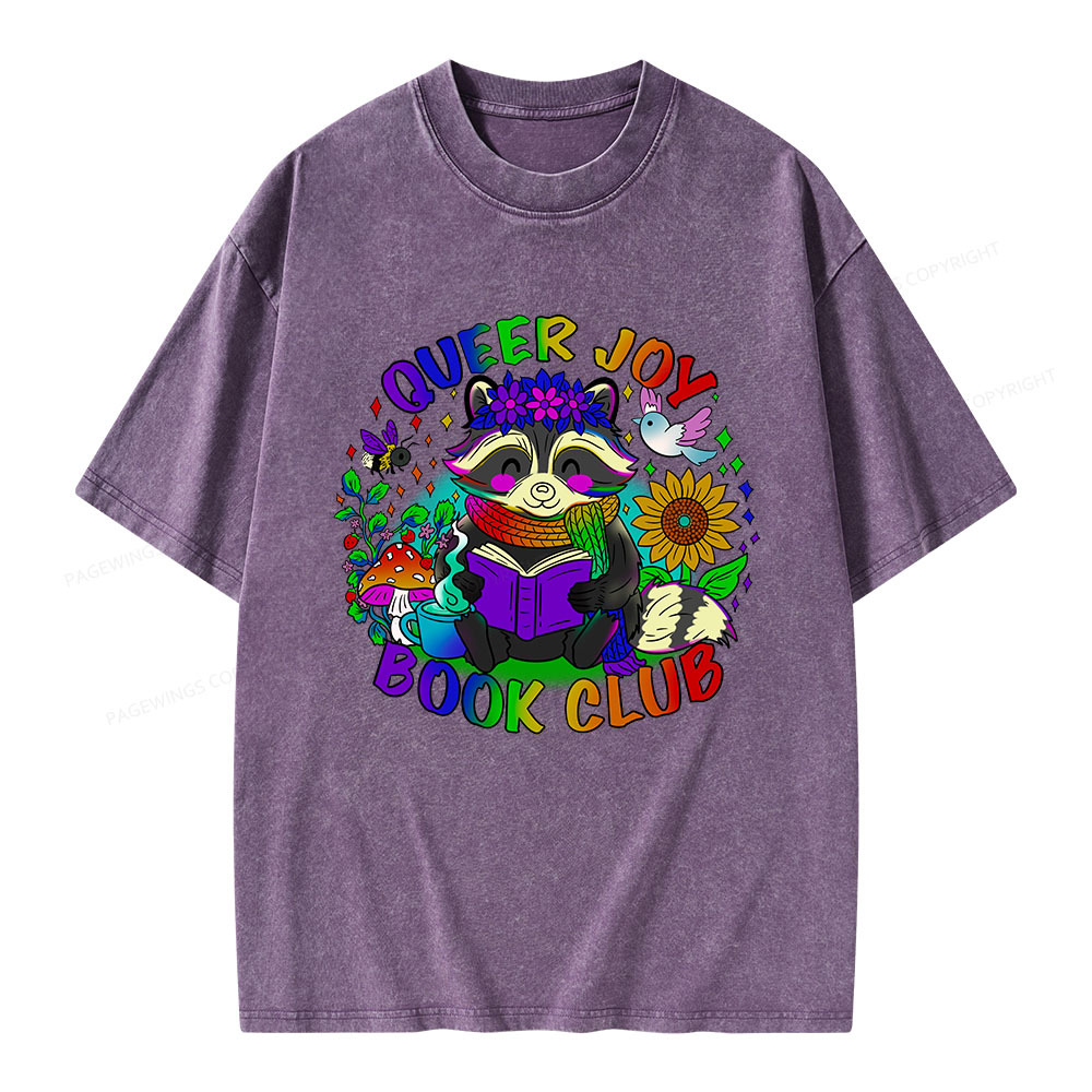 Pagewings Queer Joy Book Club Unisex Washed T-shirt