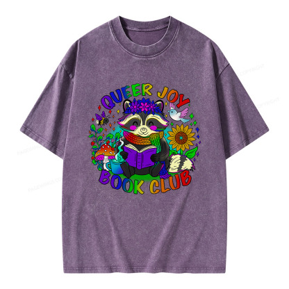 Pagewings Queer Joy Book Club Unisex Washed T-shirt