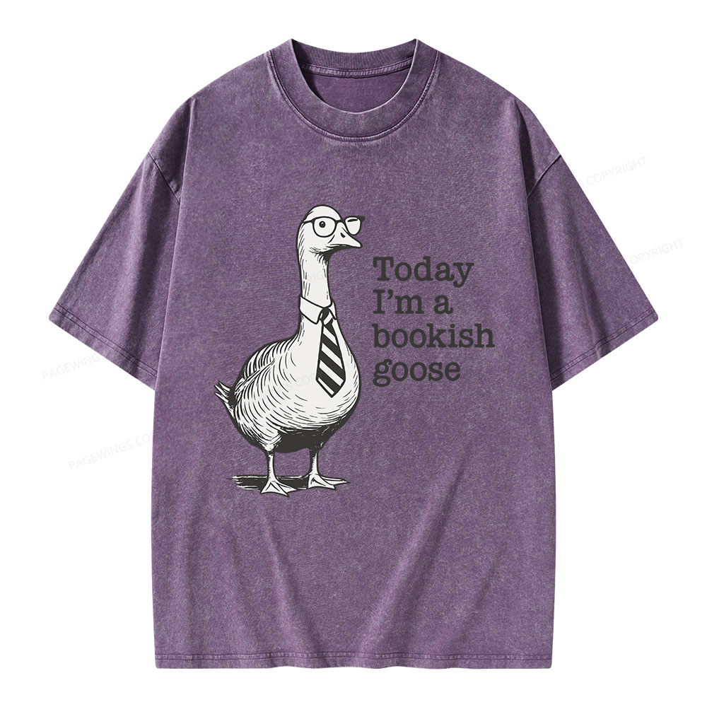 Pagewings Today I'm A Bookish Goose Unisex Washed T-shirt