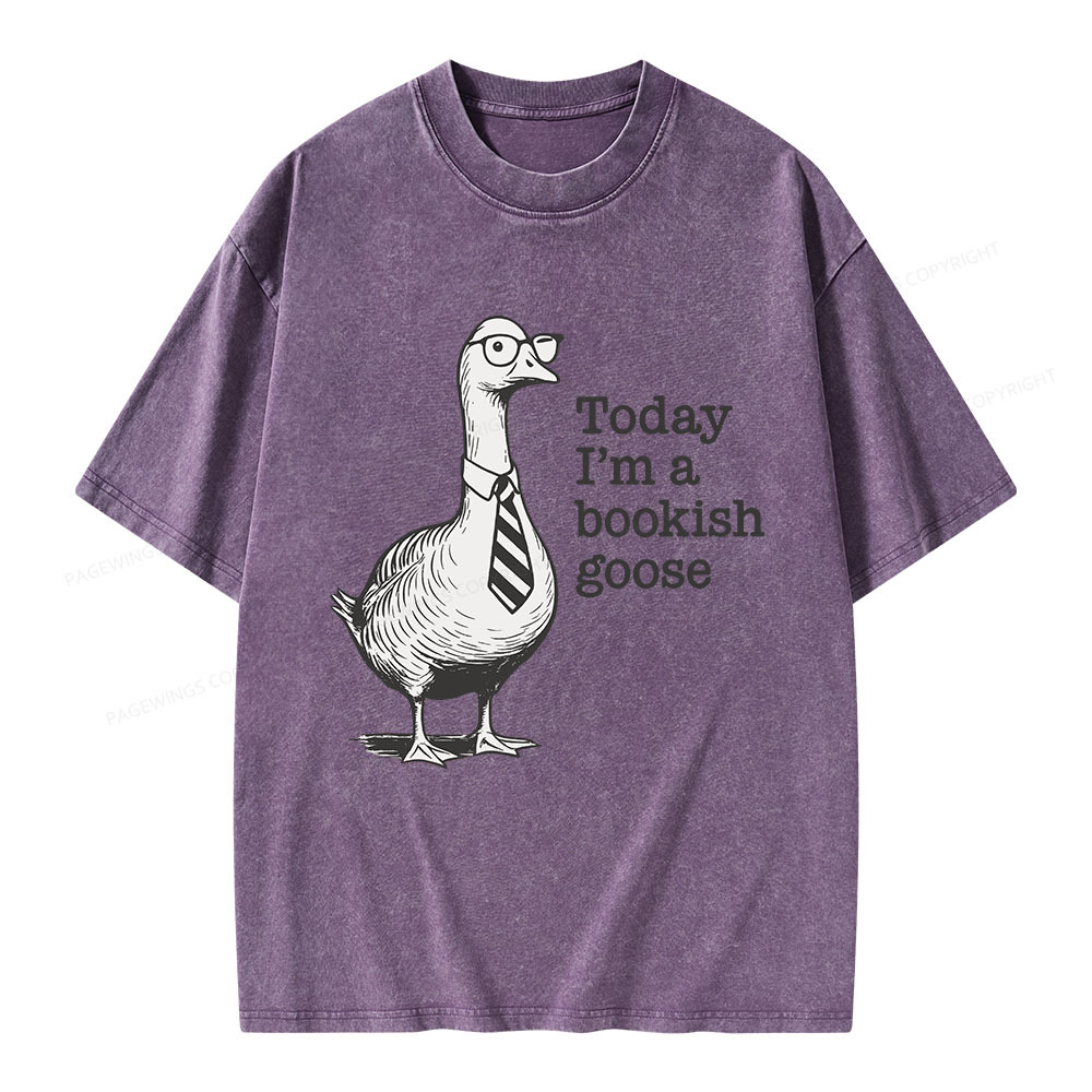 Pagewings Today I'm A Bookish Goose Unisex Washed T-shirt