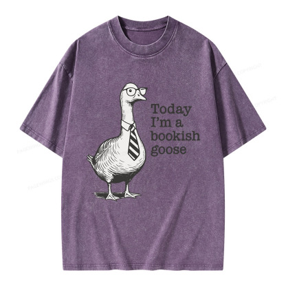Pagewings Today I'm A Bookish Goose Unisex Washed T-shirt