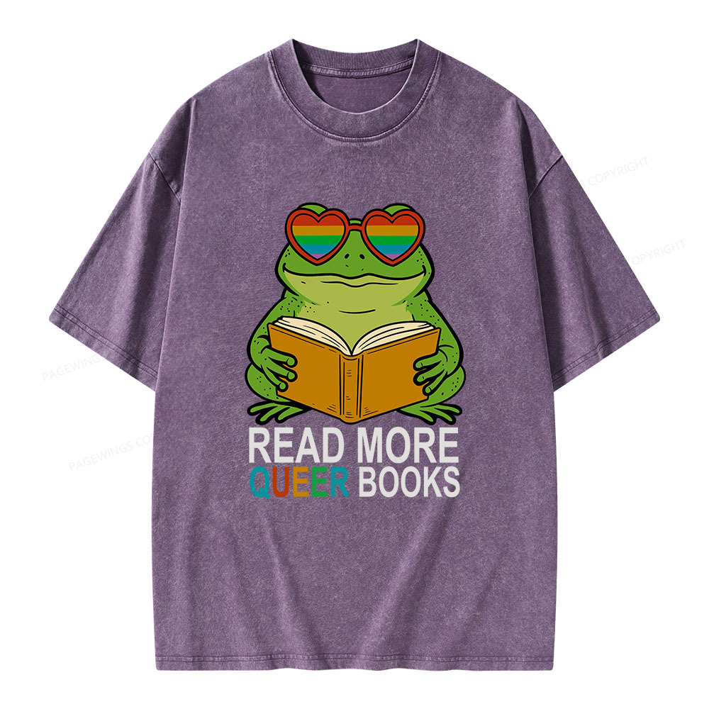 Pagewings Read More Queer Books Unisex Washed T-shirt