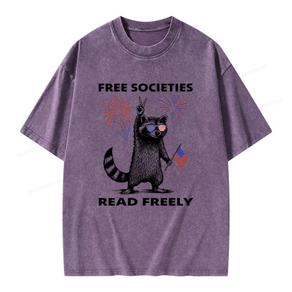 Pagewings Free Societies Read Freely Unisex Washed T-shirt