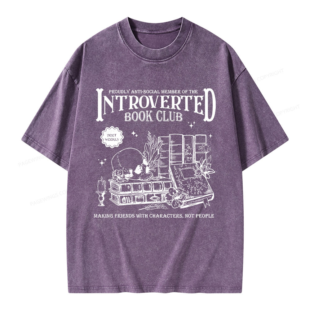 Pagewings Introverted Book Club Unisex Washed T-shirt