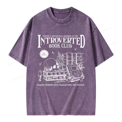 Pagewings Introverted Book Club Unisex Washed T-shirt