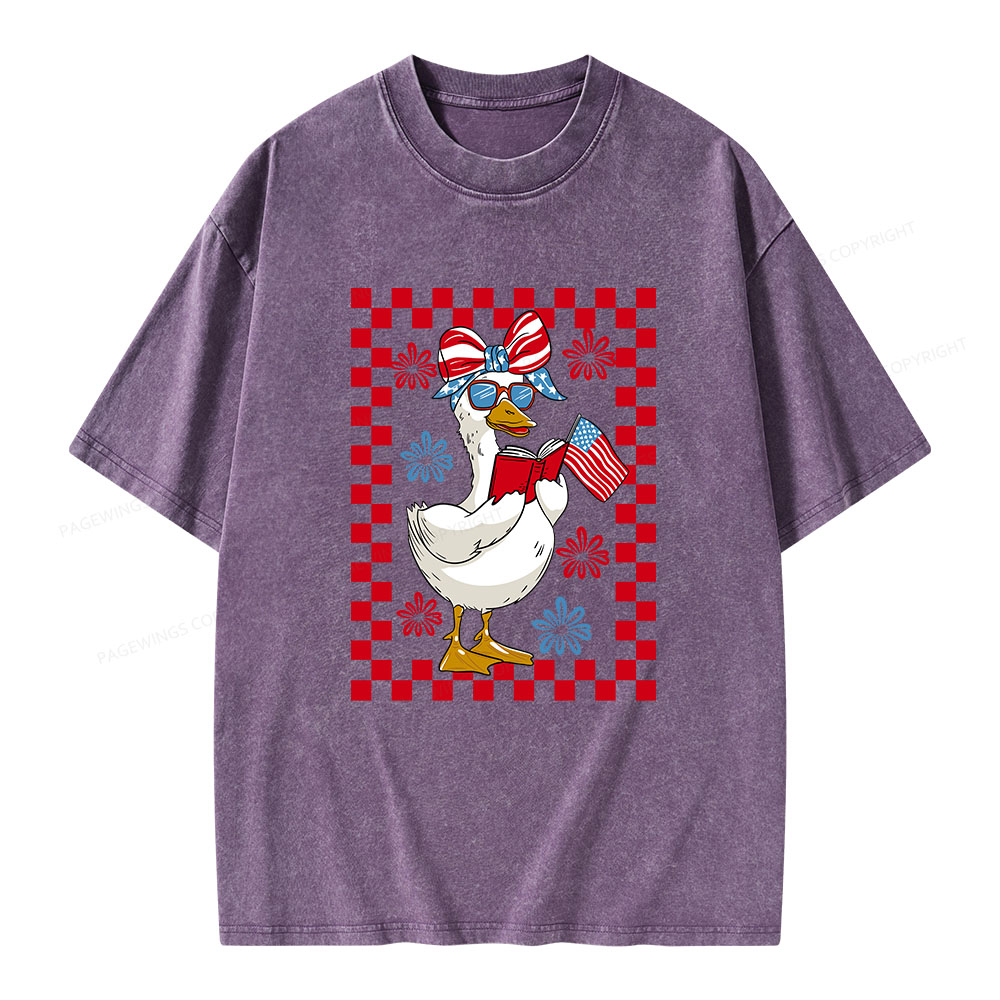 Pagewings 4th July Goose Unisex Washed T-shirt