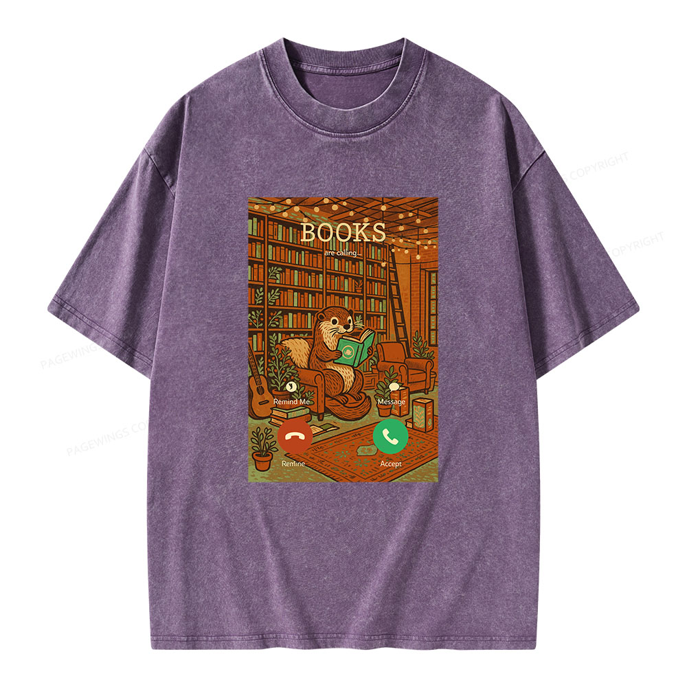 Pagewings Books Are Calling... Unisex Washed T-shirt
