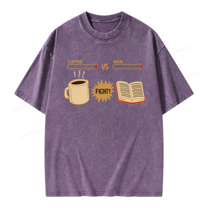 Pagewings Coffee Vs Book Unisex Washed T-shirt