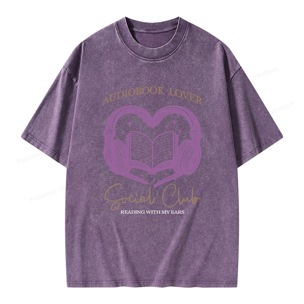 Pagewings Audiobook lover Social Club Unisex Washed T-shirt