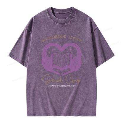 Pagewings Audiobook lover Social Club Unisex Washed T-shirt