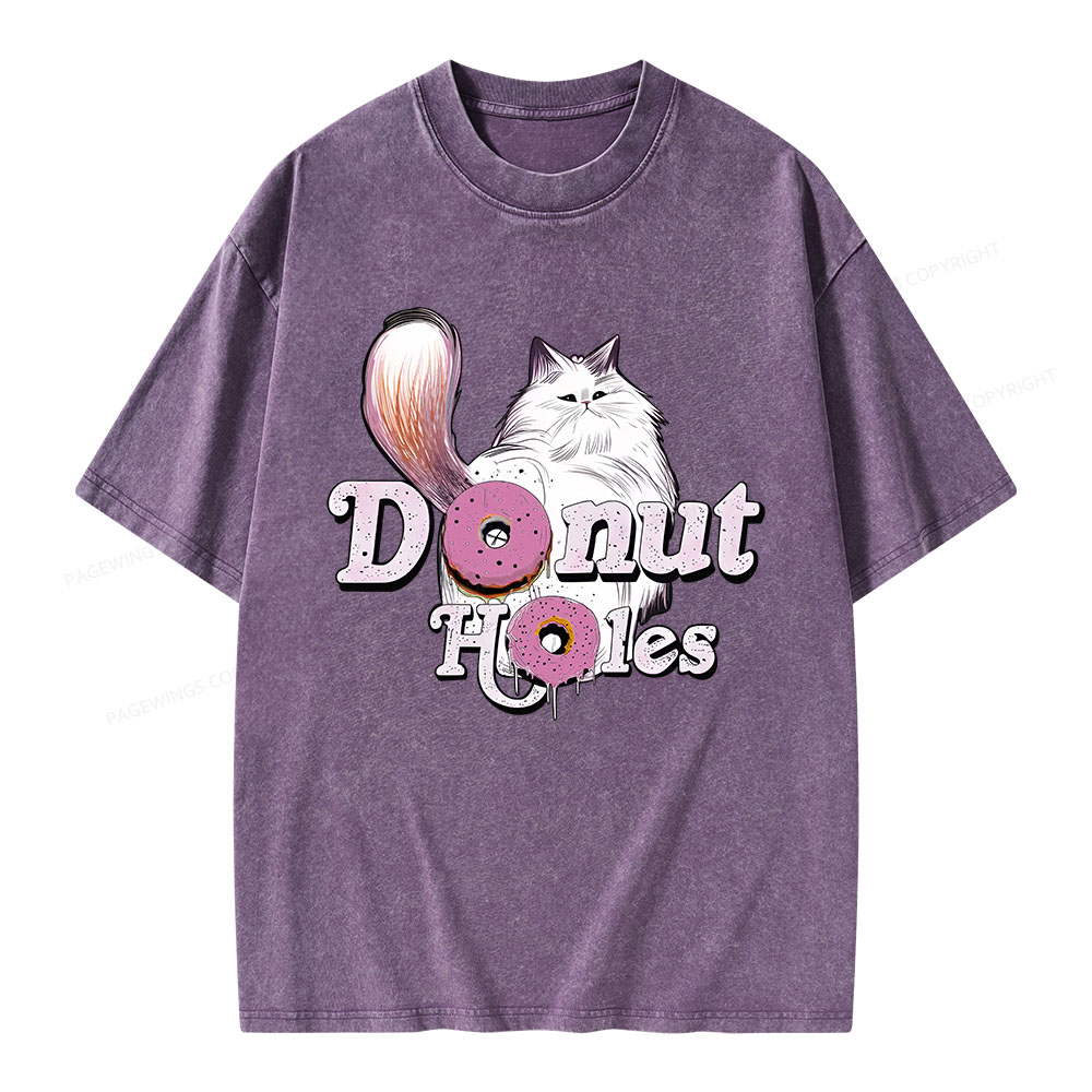 Pagewings Donut Cat Bookish Unisex Washed T-shirt
