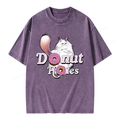 Pagewings Donut Cat Bookish Unisex Washed T-shirt