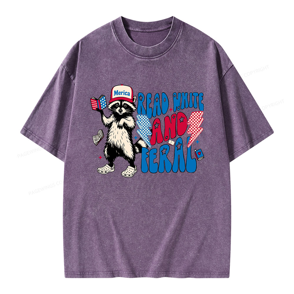 Pagewings 4th of July Raccoon Unisex Washed T-shirt