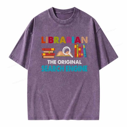 Pagewings Librarian Tees The Original Search Engine Book Unisex Washed T-shirt