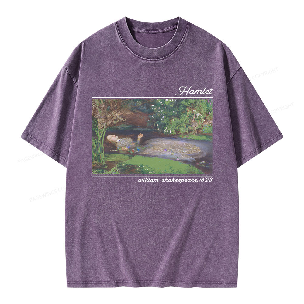Pagewings Hamlet Ophelia Shakespeare Unisex Washed T-shirt