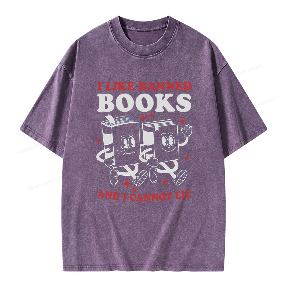 Pagewings I Like Banned Books And I Cannot Lie Unisex Washed T-shirt