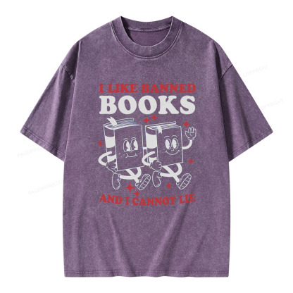 Pagewings I Like Banned Books And I Cannot Lie Unisex Washed T-shirt