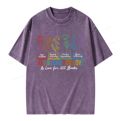 Pagewings All Books For Love Love For All Books Unisex Washed T-shirt