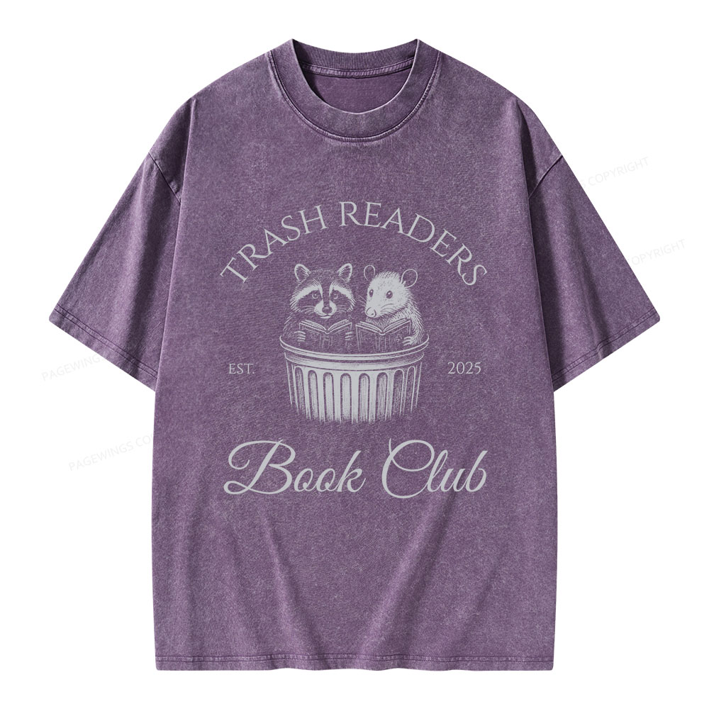 Pagewings Trash Readers Book Club Unisex Washed T-shirt