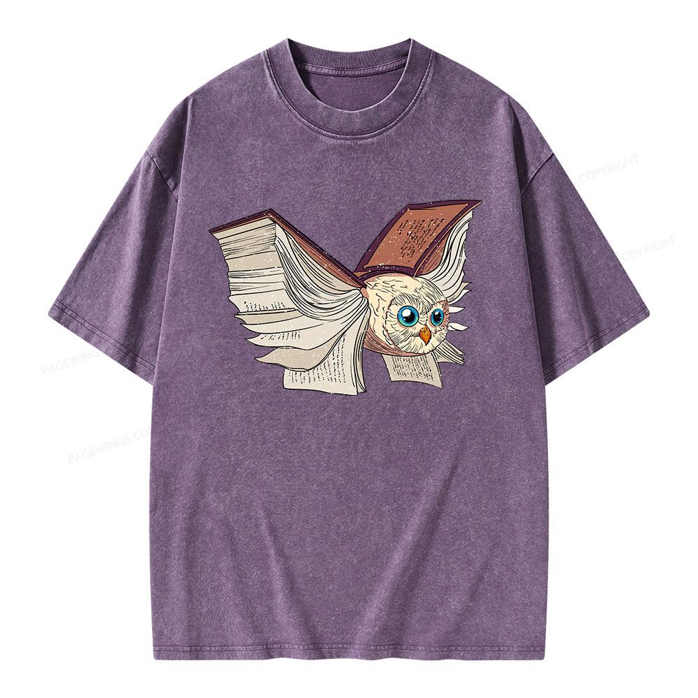 Pagewings Just An Owl Who Loves Reading Unisex Washed T-shirt