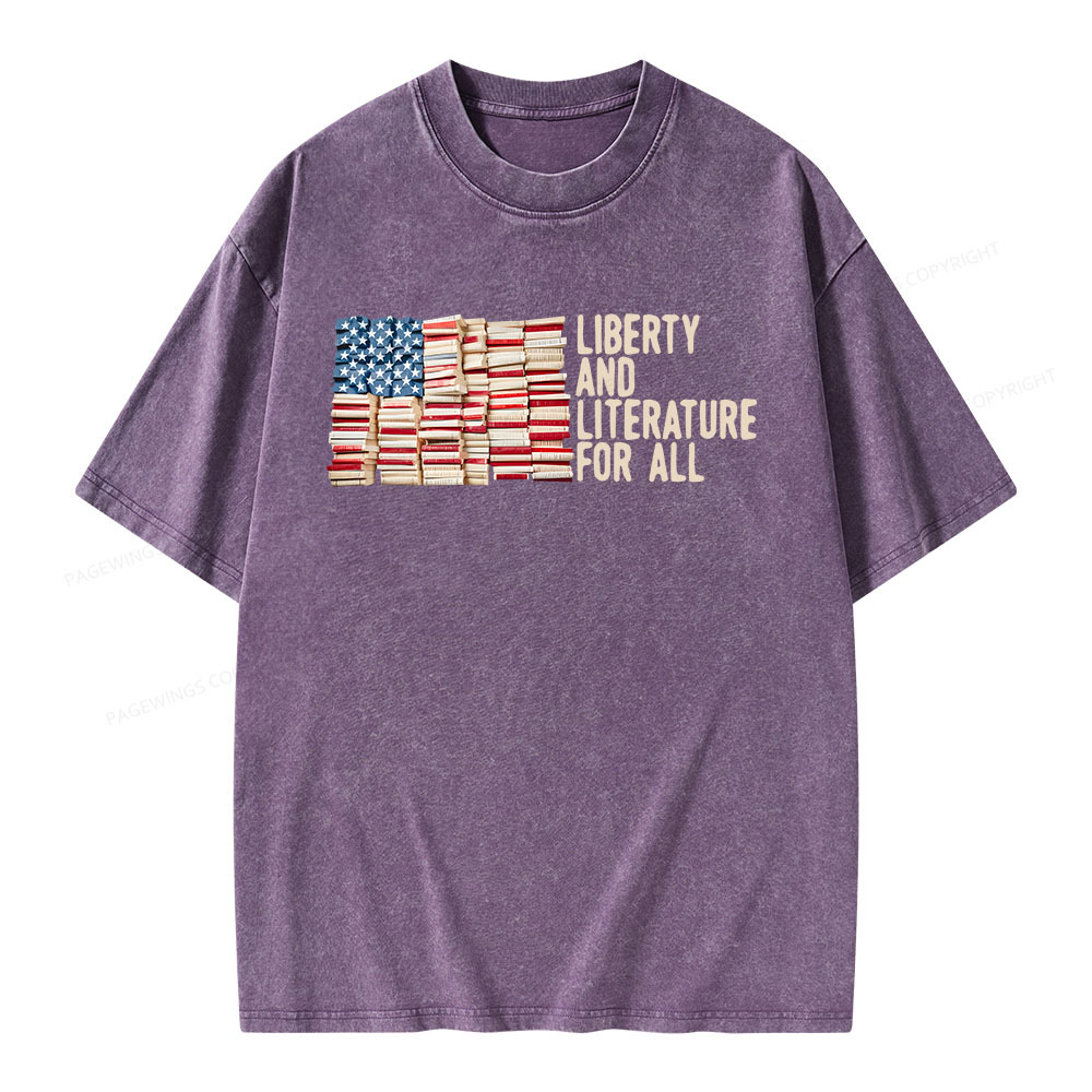 Pagewings Liberty And Literature For All Unisex Washed T-shirt