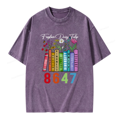 Pagewings Foxglove Daisy Tulip 8647 Unisex Washed T-shirt