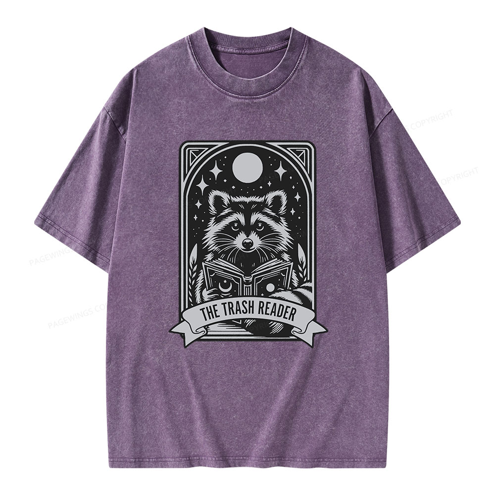 Pagewings The Trash Reader Raccoon Unisex Washed T-shirt