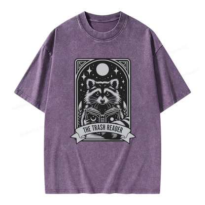 Pagewings The Trash Reader Raccoon Unisex Washed T-shirt