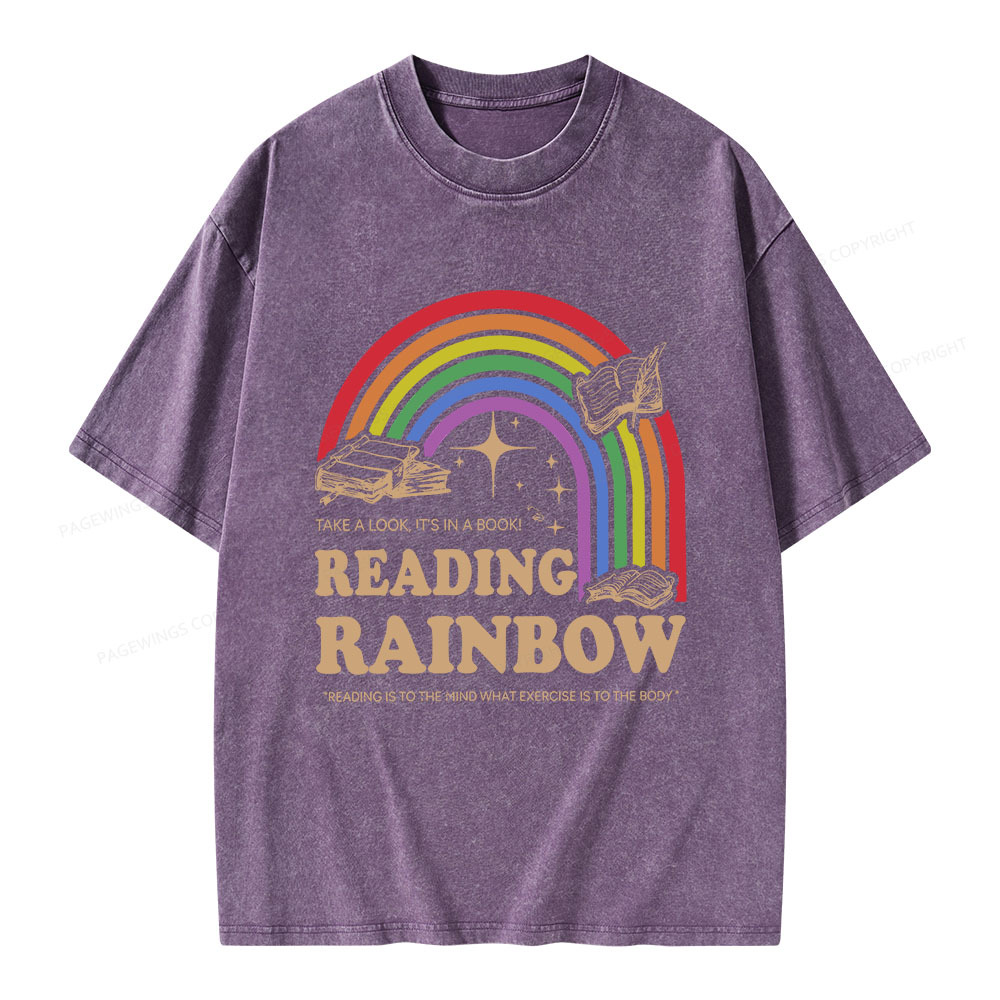 Pagewings Reading Rainbow Librarian Unisex Washed T-shirt