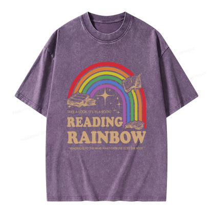 Pagewings Reading Rainbow Librarian Unisex Washed T-shirt