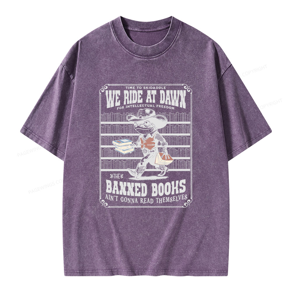 Pagewings The Banned Books Ain't Gonna Read Themselves Unisex Washed T-shirt