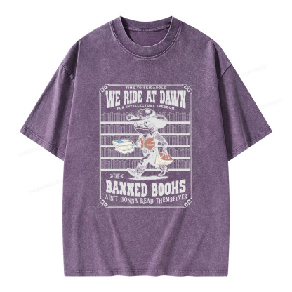 Pagewings The Banned Books Ain't Gonna Read Themselves Unisex Washed T-shirt
