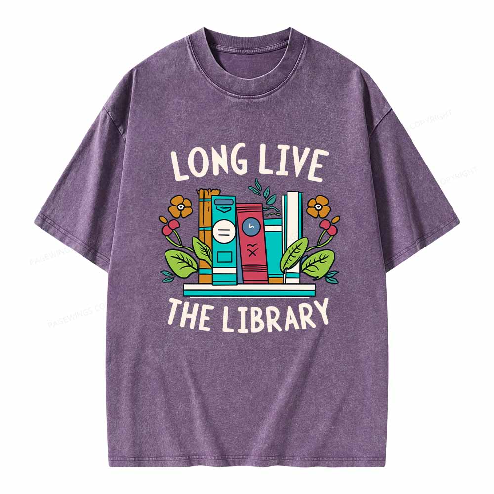 Pagewings Long Live The Library Unisex Washed T-shirt