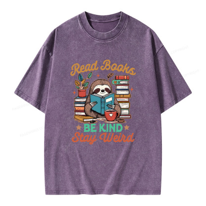 Pagewings Bookish Read Books Be Kind Stays Weird Unisex Washed T-shirt