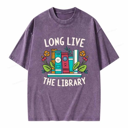 Pagewings Long Live The Library Unisex Washed T-shirt