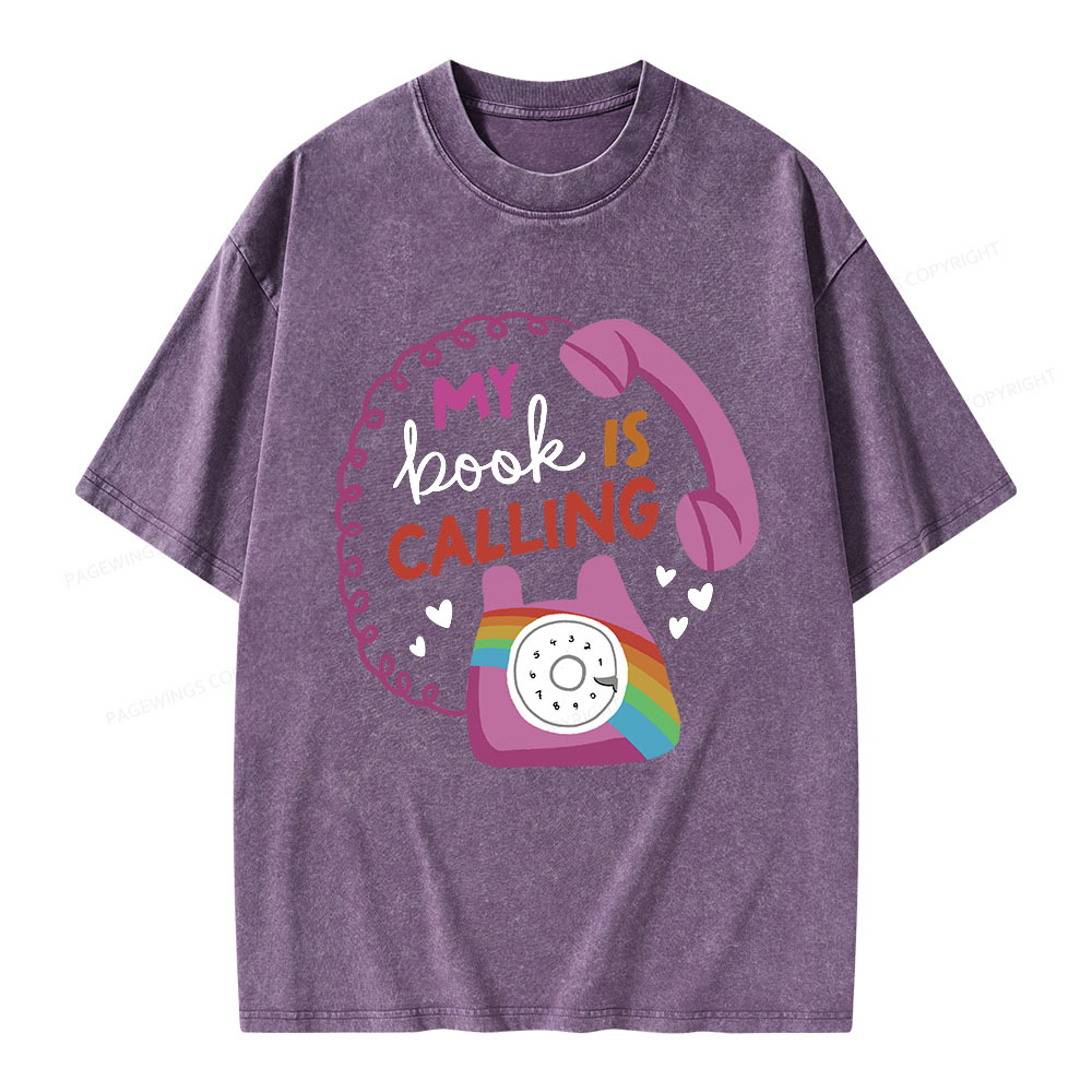 Pagewings My Book is Calling Unisex Washed T-shirt