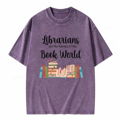 Pagewings Librarians Are The Heros Of The Book World Unisex Washed T-shirt