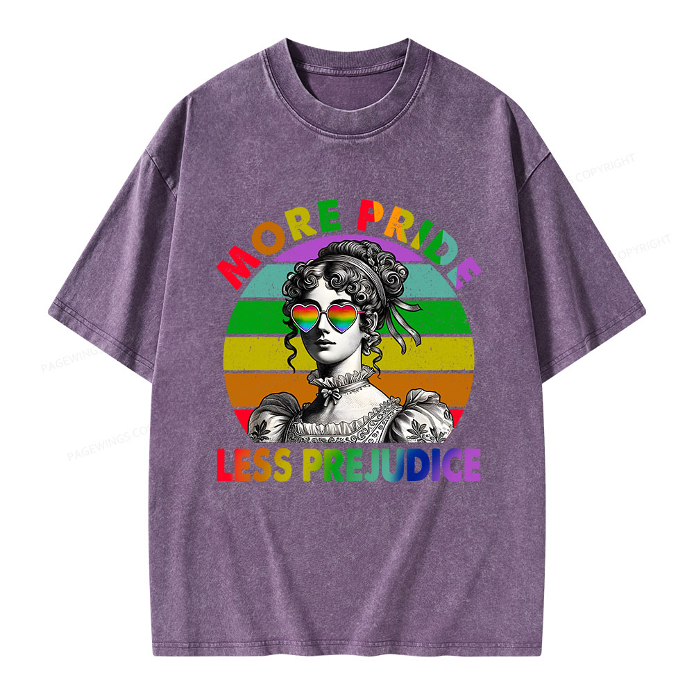 Pagewings More Pride Less Prejudice Pride Month Unisex Washed T-shirt