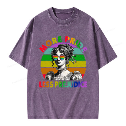 Pagewings More Pride Less Prejudice Pride Month Unisex Washed T-shirt
