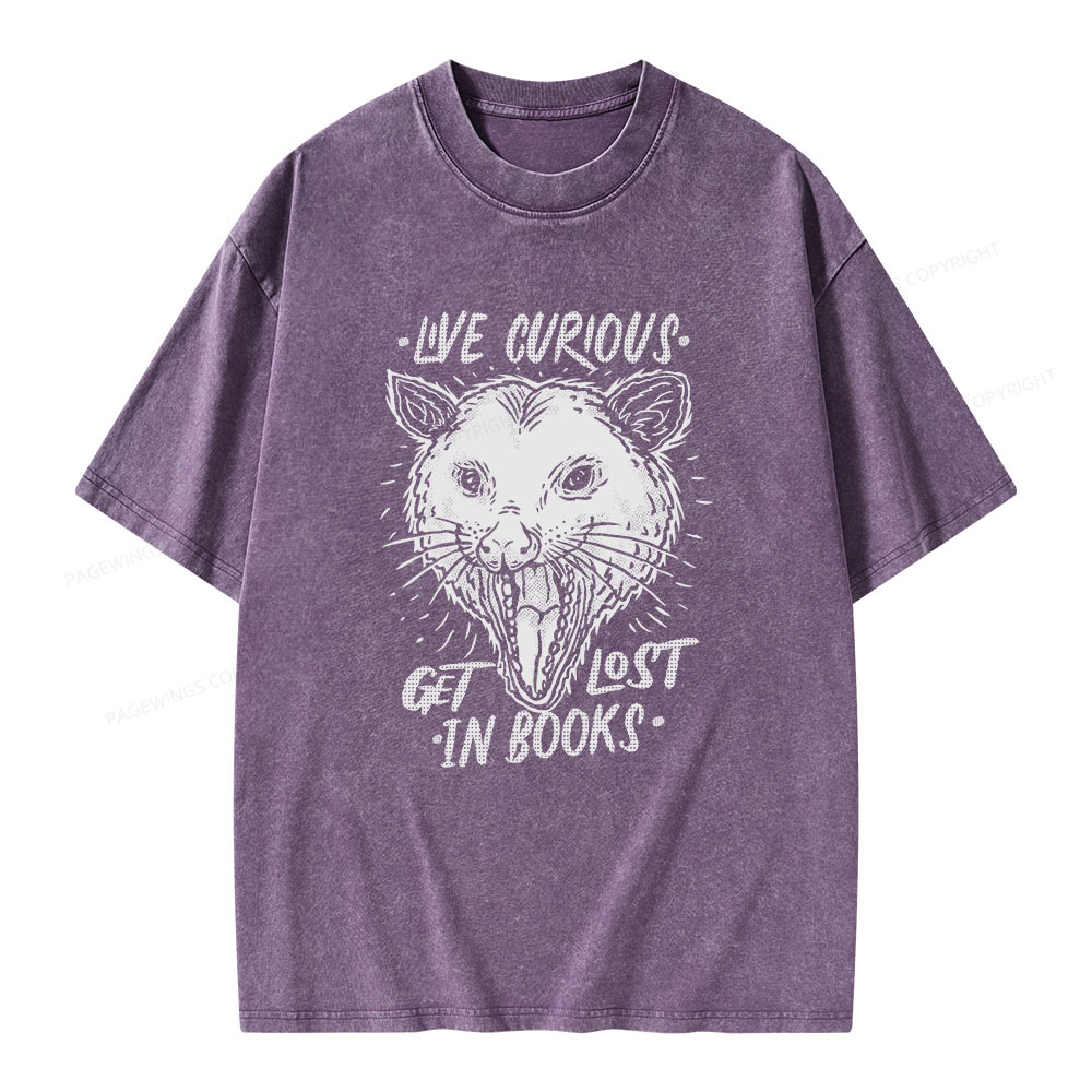 Pagewings Live Curious, Get Lost In Books Unisex Washed T-shirt
