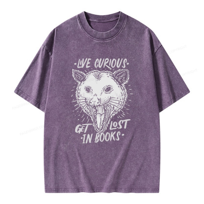 Pagewings Live Curious, Get Lost In Books Unisex Washed T-shirt