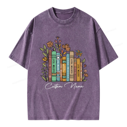 Pagewings Personalized Librarian Bookworm Unisex Washed T-shirt